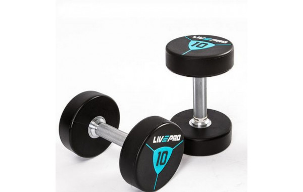 Гантели в уретане 28 кг Live Pro Premium Urethane Dumbbells LP8000-28 600_380