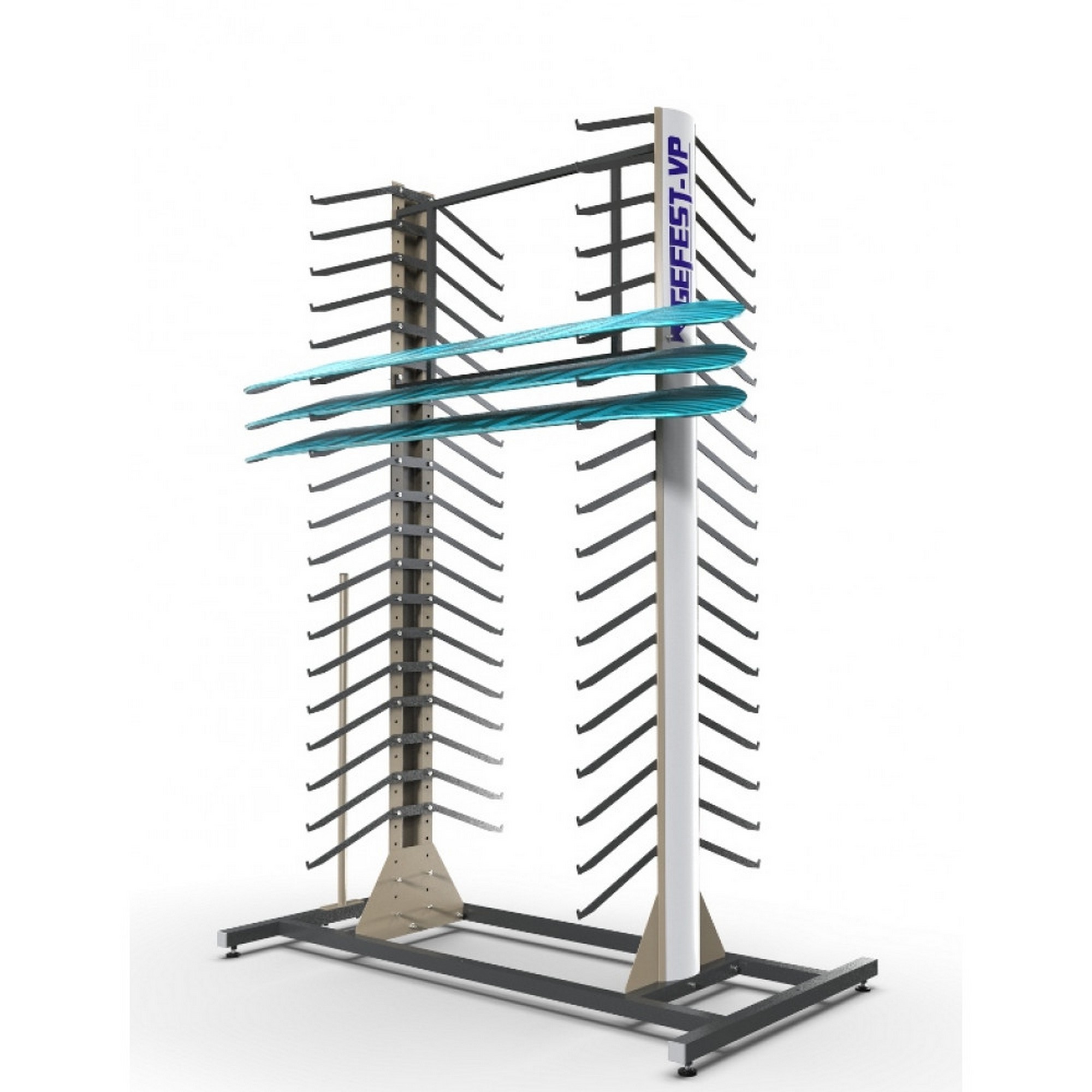 Стеллаж Премиум СП-5 для сноубордов, двухсторонний 219х155х90см Gefest SP51-38 2000_2000