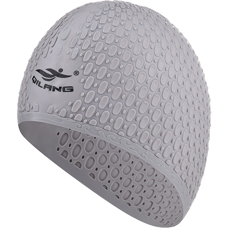 Шапочка для плавания силиконовая Bubble Cap (серая) Sportex E41546 800_800