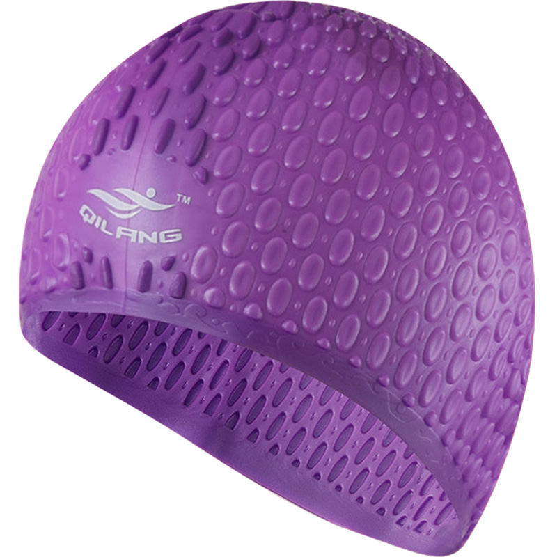 Шапочка для плавания силиконовая Bubble Cap (фиолетовая) Sportex E41536 800_800