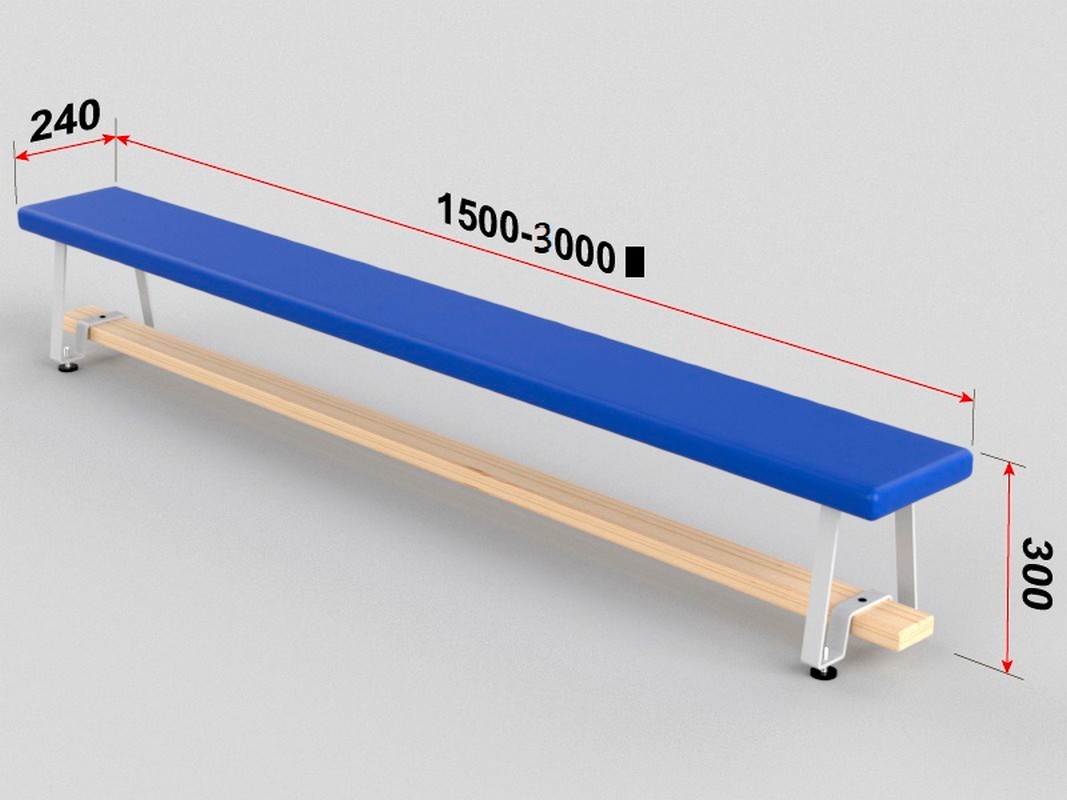 Скамья гимнастическая мягкая, ножки металлические Glav 04.301.1-2000 Длина 200см 1067_800