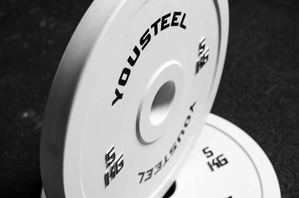 Диск 5кг каучуковый для штанги YouSteel Белый 981_650