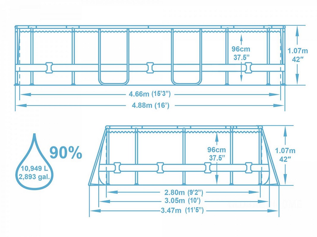 Каркасный бассейн овальный 488x305x107cм Bestway Power Steel 56448 1067_800